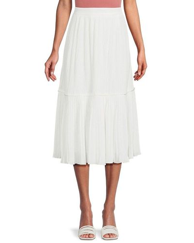 Wdny Tiered Pleated Midi Skirt - White