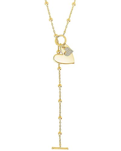 Sterling Forever 14k Goldtone & Cubic Zirconia Heart Charm toggle Necklace - Yellow