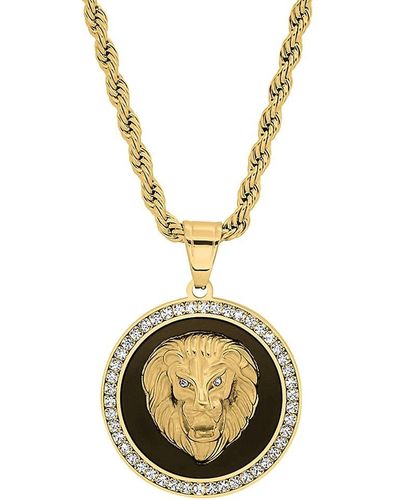 Anthony Jacobs 18k Goldplated Stainless Steel & Simulated Diamond Lion Head Pendant Necklace - Metallic