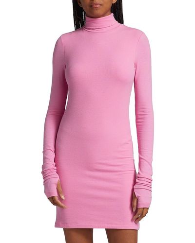ATM Turtleneck Mini Bodycon Dress - Pink