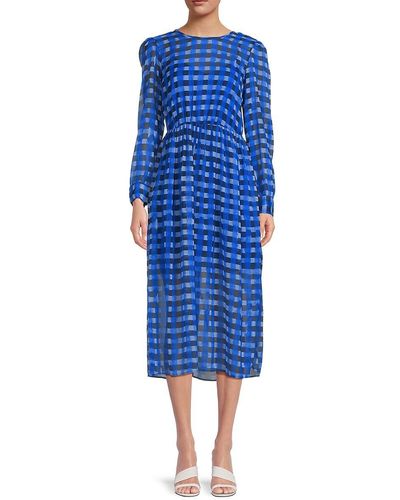 French Connection Edeline Check Midi Dress - Blue