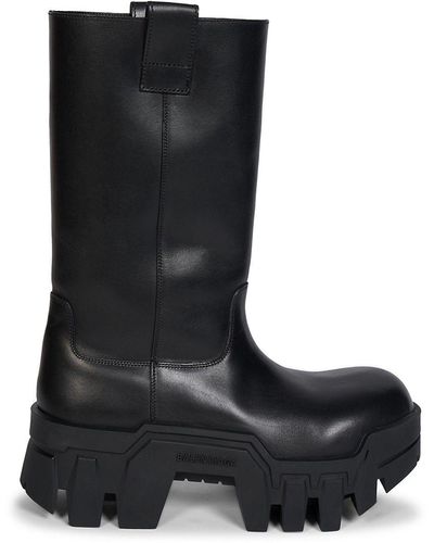 Balenciaga Bulldozer Leather Platform Boots - Black
