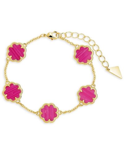 Sterling Forever Rose Petal 14k Goldplated & Pink Turquoise Station Bracelet