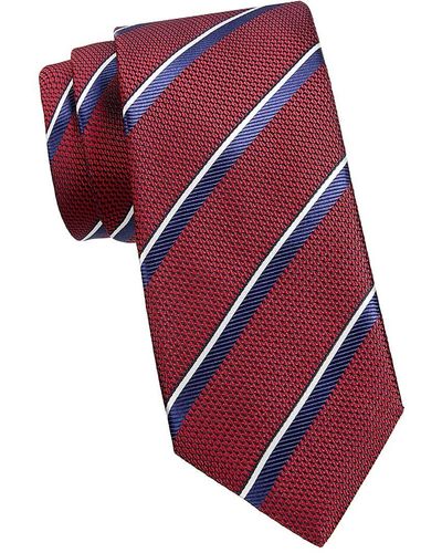 Canali Striped Silk Jacquard Tie - Red