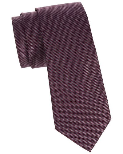 Saks Fifth Avenue Houndstooth Stripe Silk Tie - Purple