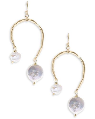 Saachi Goldtone & 5-10Mm Baroque Pearl Drop Earrings - White