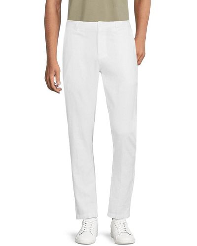 Saks Fifth Avenue Saks Fifth Avenue Flat Front Linen Blend Pants - White