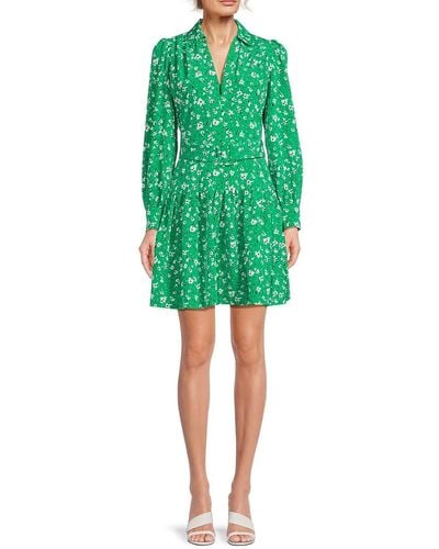 Karl Lagerfeld Floral Belted Mini Dress - Green