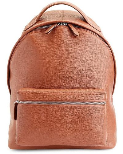 ROYCE New York Grained Leather Backpack - Orange