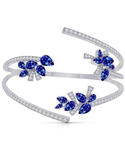 Hueb Botanica 18k White Gold, Sapphire & Diamond Cuff Bracelet - Blue