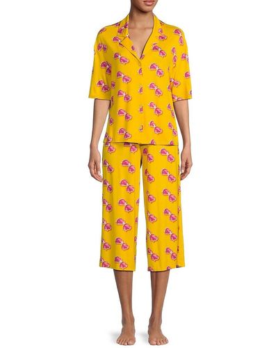 Room Service Pjs 2-piece Graphic Cropped Pyjama Set - Yellow