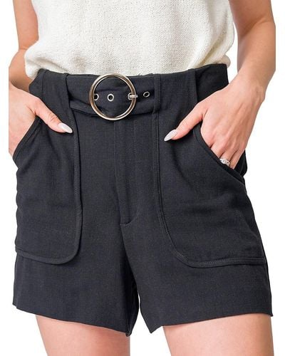 Gibsonlook Belted Linen Blend Shorts - Black