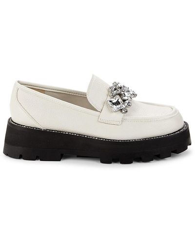 Karl Lagerfeld Marcia Embellished Leather Loafers - White