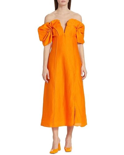 Cult Gaia Muna Off-The-Shoulder A Line Dress - Orange