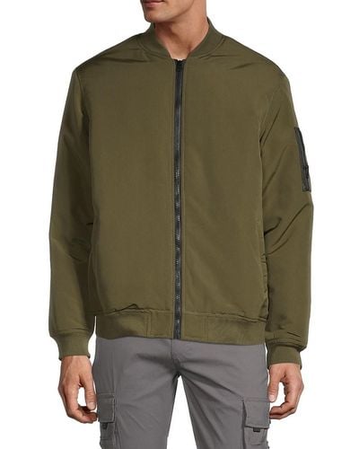 American Stitch Zip-up Puffer Bomber Jacket - Green