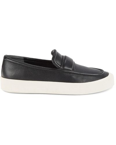 Vince Ghita Leather Platform Loafers - Black