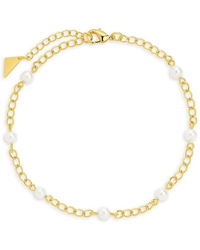 Sterling Forever Coast 14k Goldplated & Faux Pearl Anklet - Metallic