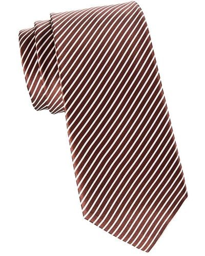 Brioni Stripe Silk Tie - White