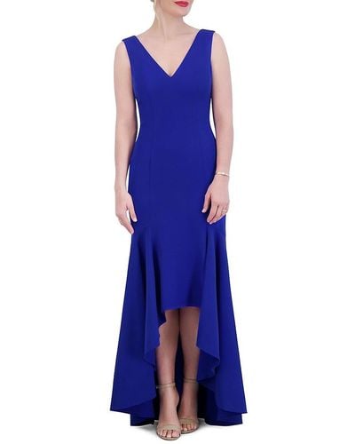 Vince Camuto V Neck High Low Gown - Blue