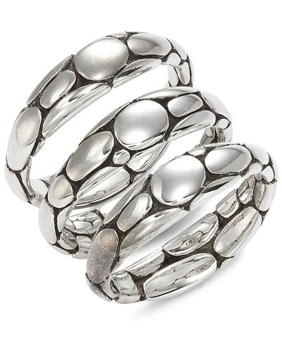 John Hardy 3-piece Sterling Silver Stackable Ring Set/size 7 - Metallic