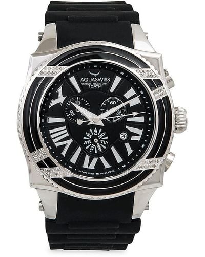 Aquaswiss Swissport Xgd 50mm Stainless Steel Case Diamond Watch - Black