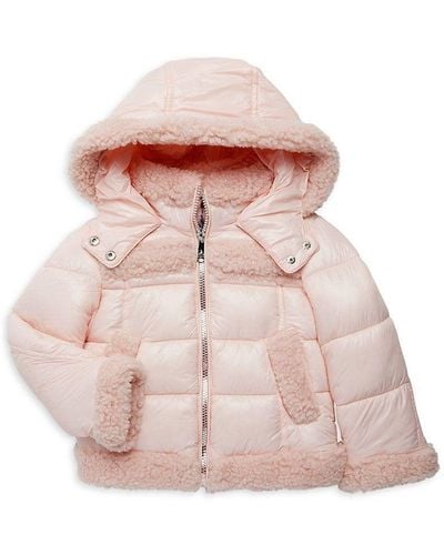 Sam Edelman Little Girl's Faux Shearling Trim Puffer Jacket - Pink