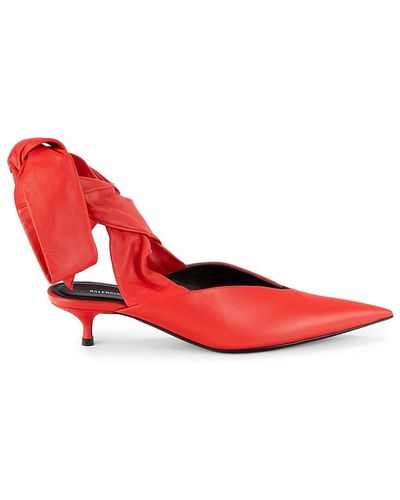 Balenciaga Tie Up Leather Court Shoes - Red