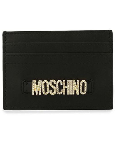 Moschino Logo Leather Card Holder - Black