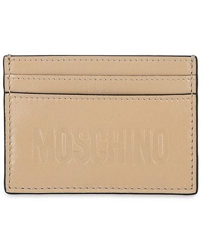 Moschino Logo Embossed Card Holder - Natural