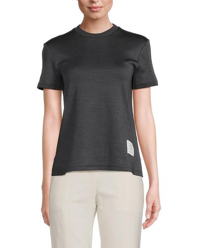 Thom Browne Silk Blend Crewneck T Shirt - Black