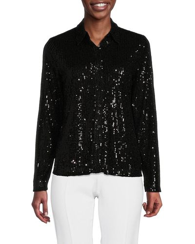 Nanette Lepore Sequin Shirt - Black