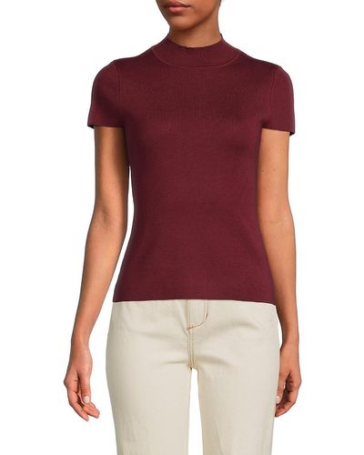 St. John Dkny Ribbed Fitted Top - Red