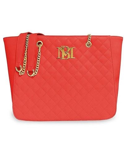 Badgley Mischka Quilted Logo Tote - Red