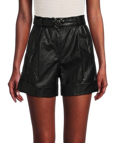 Pinko Faux Leather Paperbag Shorts - Black