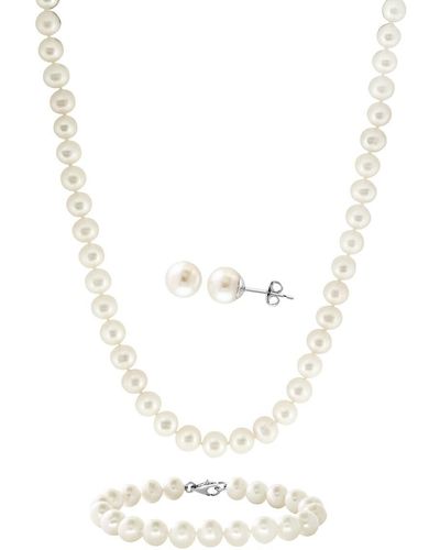 Effy 3-piece Sterling Silver & 8mm Freshwater Pearl Necklace, Bracelet & Earring Set - Metallic