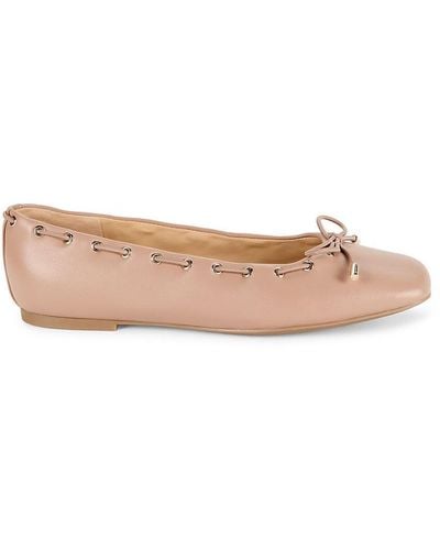 Marc Fisher Letizia Bow Leather Ballet Flats - Natural