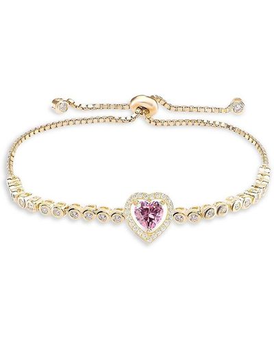Gabi Rielle Colour Forward Heart Crystal Halo Bolo Bracelet - Metallic