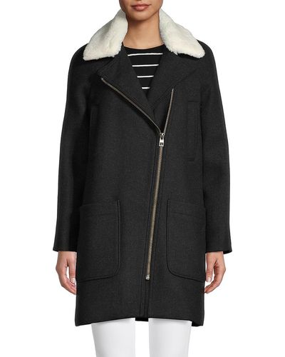 Madewell Eldridge Faux Fur-collar Wool-blend Coat - Black