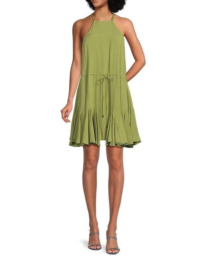 Bebe Godet Hem Mini A-line Dress - Green