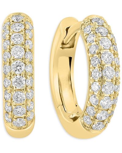 Effy 14k Yellow Gold & 0.43 Tcw Pavé Diamond Huggie Hoop Earrings - Metallic