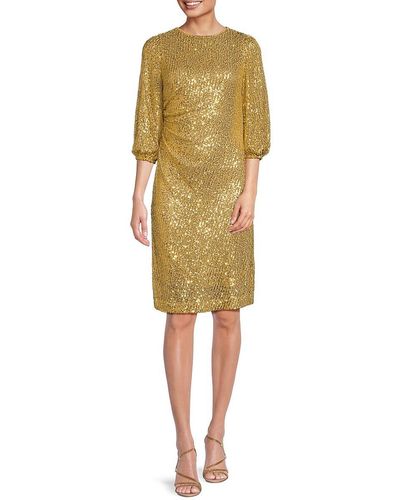 Nanette Lepore Sequin Belted Dress - Yellow