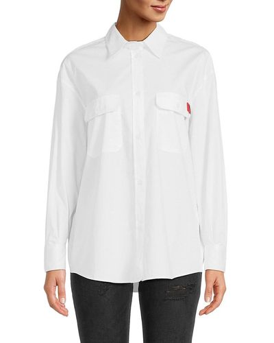 Love Moschino Logo Flap Pocket Button Down Shirt - White