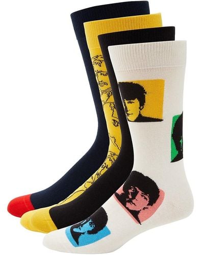 Happy Socks The Beatles 4-Pack Assorted Crew Socks Gift Set - Black