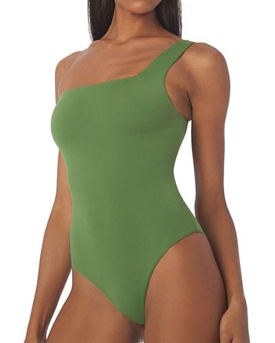 WeWoreWhat One Shoulder One Piece Swimsuit - Green