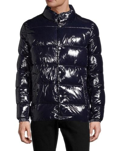 Calvin Klein Sheen Water-resistant Down Puffer Jacket - Blue