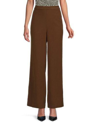 DKNY Solid Wide Leg Trousers - Brown