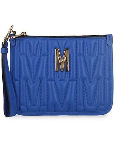 Moschino Quilted Logo Wristlet Pouch - Blue