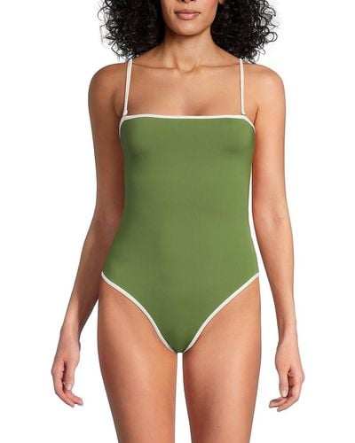 WeWoreWhat Contrast Trim One Piece Swimsuit - Green