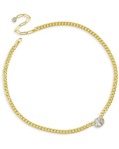 CZ by Kenneth Jay Lane Look Of Real 14k Goldplated & Cubic Zirconia Curb Chain Necklace - Metallic