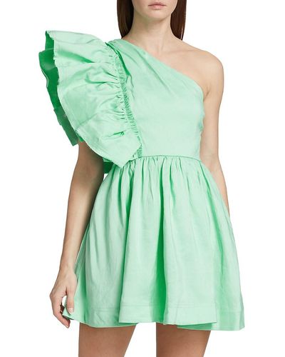 Aje. Bonjour One Shoulder Mini Dress - Green
